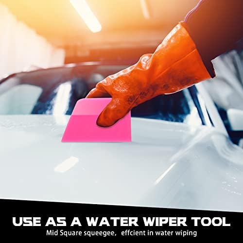 4 Pcs PPF Squeegee Soft Silicone Rubber Scraper, Anti Scratch TPU Coating Scraper for Car Vinyl Paint Protection Film Installation, Vinyl Wrap and Window Tint Windshield Glass Cleaning Kit, 4 Sizes