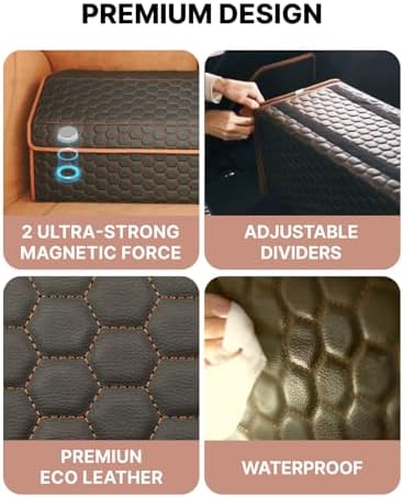 Trunk Organizer for Car, Lid, PU Leather, 17.7in 40L, 1pc, Hexy