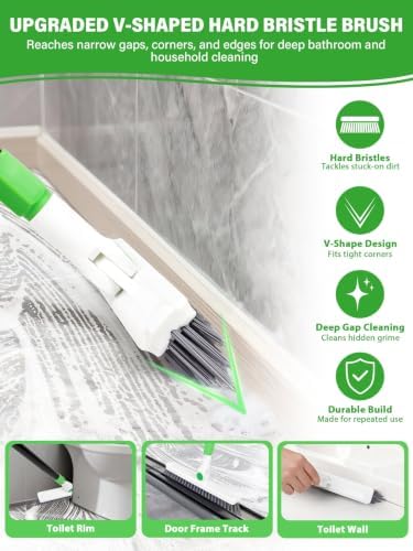 4-in-1 Baseboard Cleaning Tool with 60" Extendable Handle Brush