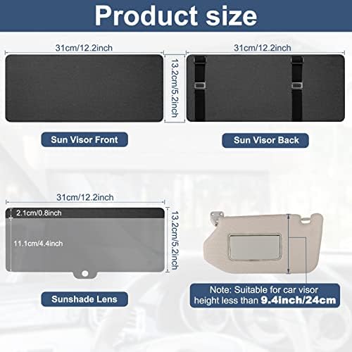 Sun Visor Extender for Car, Sun Blocker with PC Sunshade Lens, Magnetic Mounting Adjustable Position, Protect from Glare, UV Rays, Snow Blindness for Safe Driving, Universal for Car, SUV (Black)