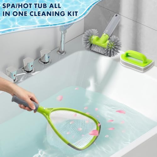 Spa & Hot Tub Cleaning Kit with Fine Mesh Skimmer, 3-Piece, Green