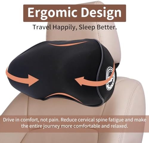 2 Pack - Car Headrest Pillow for Neck Support, 100% Memory Foam Car Pillow