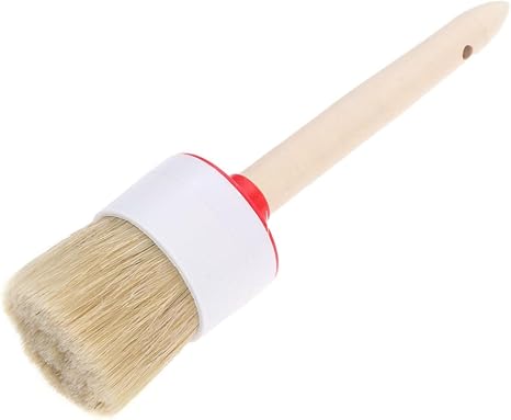 Round Head Bristle Cleaning Brush Natural Boar Hair Detail Brush with Wood Handle Non-Slip Grip and Hanging Hole 10.23 i