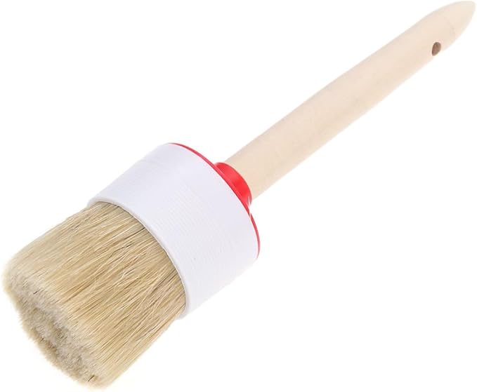 Round Head Bristle Cleaning Brush Natural Boar Hair Detail Brush with Wood Handle Non-Slip Grip and Hanging Hole 10.23 i