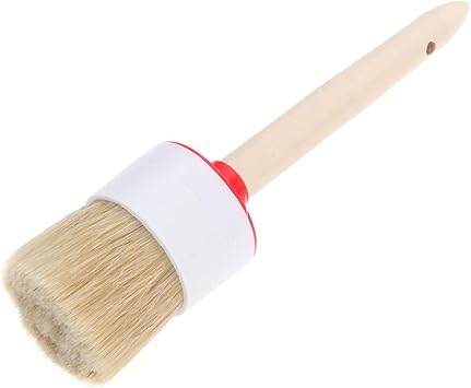 Round Head Bristle Cleaning Brush Natural Boar Hair Detail Brush with Wood Handle Non-Slip Grip and Hanging Hole 10.23 i