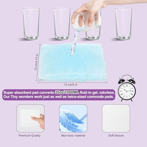 200 PCS Lavender Scented Super Absorbent Commode Pads, Light Scent Commode Pads for Bedside Commode Liners, Medical Grade, Disposable, Simple for Camping, Seniors and Disabled