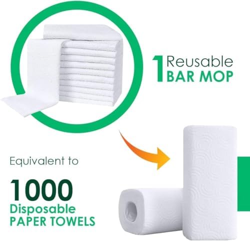 Bar Towels (Pack of 60) Size 14x17 Inches – 100% Cotton, Absorbent and Reusable Cleaning Rags, Multipurpose Cleaning Towels, Terry Cloth Rags, Durable Shop Rags (White)