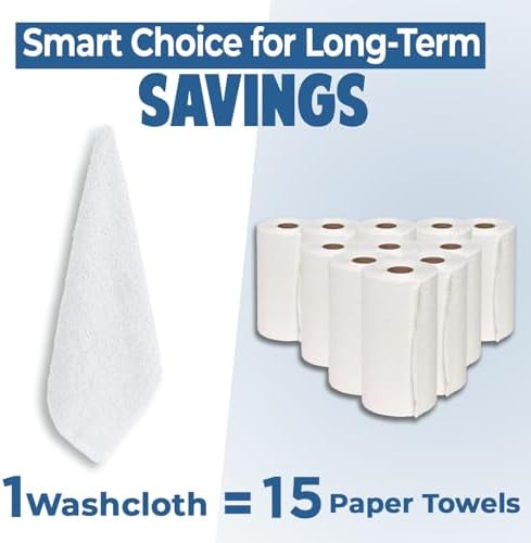 24 Pack Cotton Wash Cloths Set for Showering [12x12] White