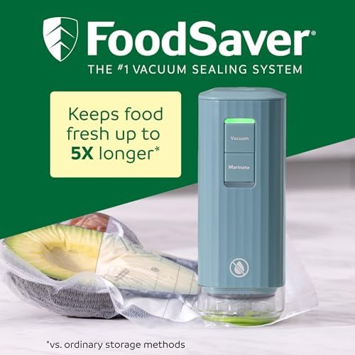 Mini Handheld Vacuum Sealer Machine with Marinate Setting & Charging Dock, Cordless Food Vacuum Sealer for Freezer, Storage, Sous Vide, Meal Prep, Blue
