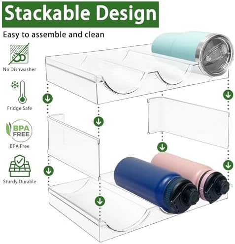 2 Pack Water Bottle Organizer, Stackable Water Bottle Holder