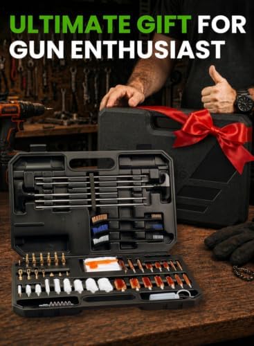 Universal Gun Cleaning Kit for All Caliber.17 to 12Ga - Handgun, Shotgun, Pistol and Rifle Cleaning Kit with Steel Rods, Brass Jags, Brushes, Gun Cleaning Patches - Complete Gun Cleaning Kit
