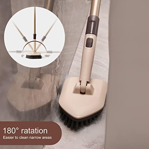 Tub & Tile Scrubber Kit with Long Handle, 2 Different Cleaner Brush