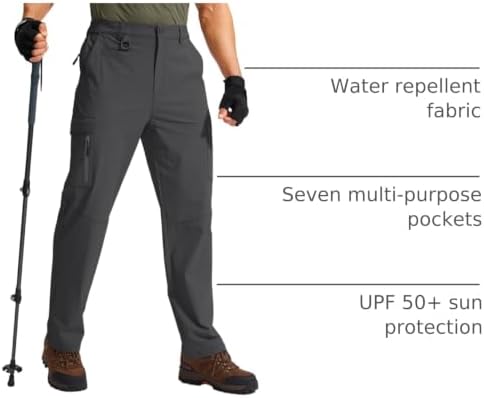 Men's Hiking Cargo Pants Water Resistant Quick Dry Lightweight Outdoor Tactical Pants for Men with Multi Pocket