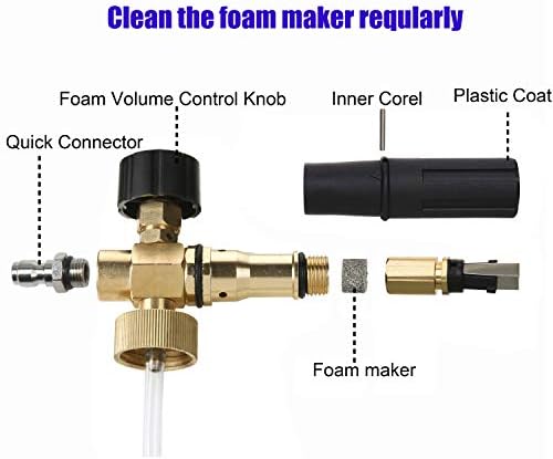 Foam Cannon with 1/4 Inch Quick Connector 1 Liter, 5 Nozzle Tips