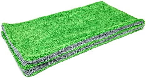 Dreadnought XL Microfiber Towel, Superior Absorbency for Drying Cars, Trucks, and SUVs, Double-Twist Pile, One-Pass Vehicle-Drying Towel - Pack of 1, Green/Gray (20 inch x 40 inch)