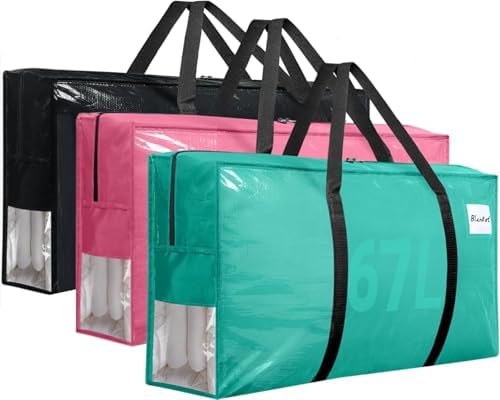 3Pcs Extra Large Heavy Duty Moving Bags with Reinforced Zippers & Handles