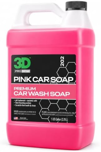Pink Car Wash Soap, 1 Gallon – High Suds pH Neutral Car Shampoo, Cherry Scent, Safe for Ceramic Coatings, Wax & Sealants, Leaves a High Gloss Finish