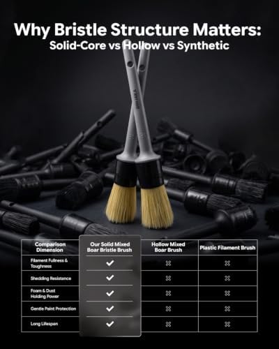 Car Detailing Brush Set Boar Hair 4 Pack Interior Exterior Vents