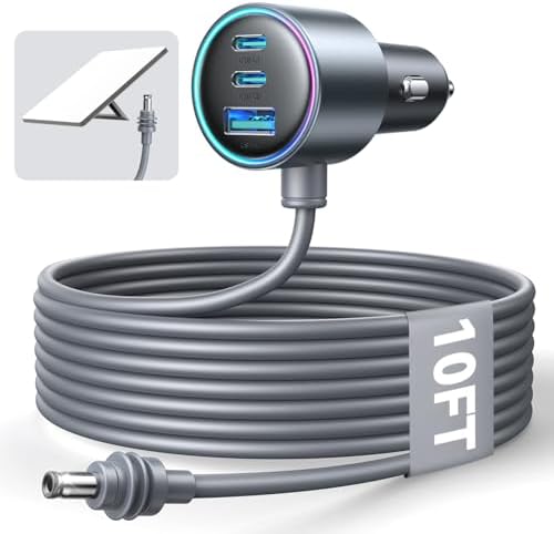 Starlink Mini Car Adapter, Dual PD 45W+USB 30W, 12V-24V, 10FT