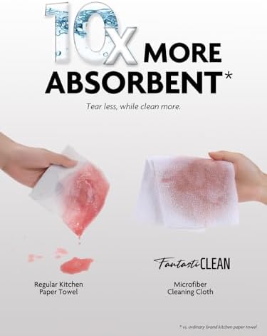 Microfiber Cleaning Cloth Roll- 90 Sheets, 12" x 12" (White)