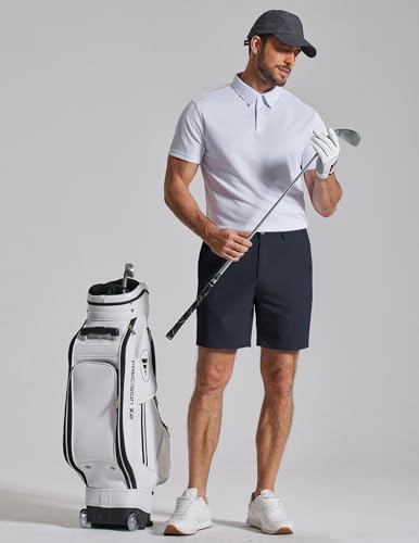 Men Casual Shorts 7" Stretch Quick Dry Golf Shorts with 4 Pockets