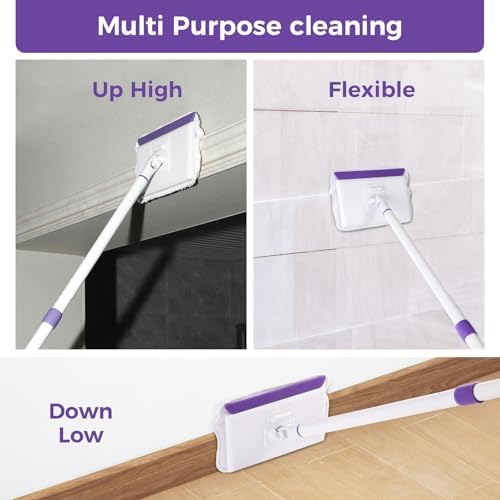 Baseboard Cleaner Tool with 60" Extendable Handle, 5 Reusable Pads