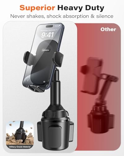 Universal Car Cup Phone Holder | Quick Extension Long Arm | 360° Swivel | Adjustable for iPhone, Samsung, Google, and All Smartphones | Stable & No Shake Design