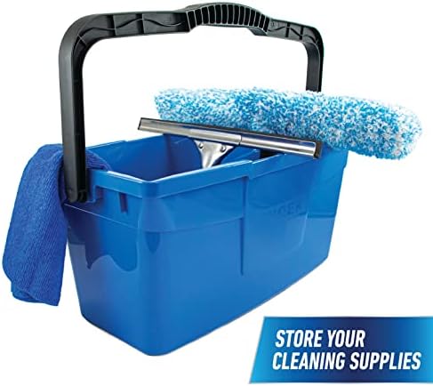 Professional 3 Gallon Bucket – Compact Cleaning Bucket, Comfort-Grip Handle, 2 Pour Spouts, Portable Cleaning Supplies, Plastic Mop Bucket for Floor, Window & Household Cleaning