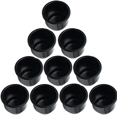 10pcs Black Plastic Boat Cup Holders Insert with Drain for Marine