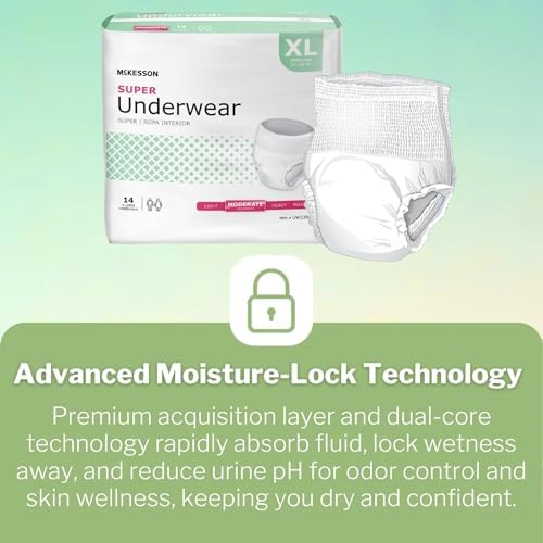 Super Adult Incontinence Underwear, XL, Moderate, 68 in, 56 ct