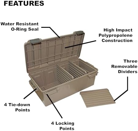 ACDC30 Divided Ammo Crate Box, Made in USA, Lockable Ammo Storage Box