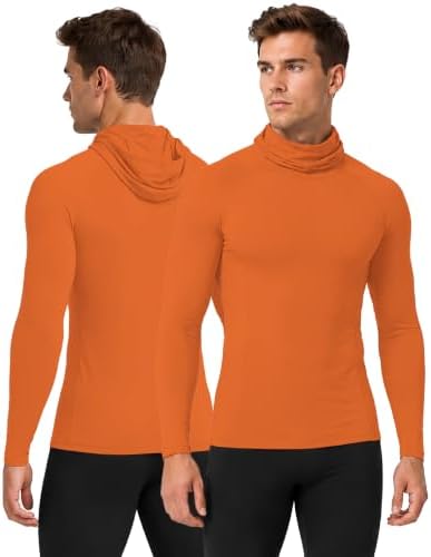 Men's Thermal Compression Shirts Hoodie Long Sleeve with Mask