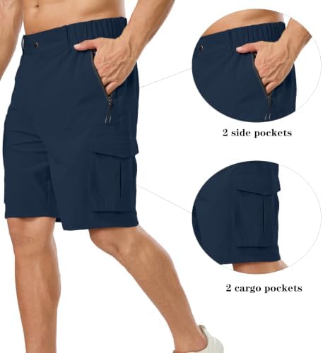 Men's Lightweight Hiking Work Cargo Shorts 9" Quick Dry with 5 Pockets
