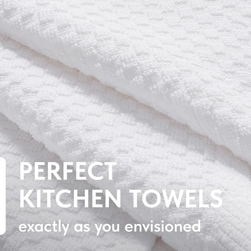 Super Absorbent Kitchen Towels 12 Pack, 15x26, White, Dobby Weave