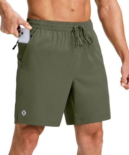 Men's 7" Athletic Running Shorts Quick Dry Lightweight Zip Pockets
