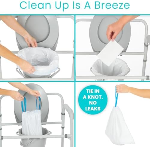 Commode Liners with Absorbent Pads - Portable Toilet Bedside Chair