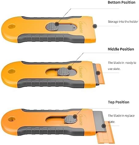100Pcs Blade Plastic Razor Blade Scraper with Retractable Blade: Without Damaging Surfaces Cleaning Tool for Adhesive Remover, Sticker Remover, Labels, Paint, Work on Cars, Windows, Trucks, Mailboxes