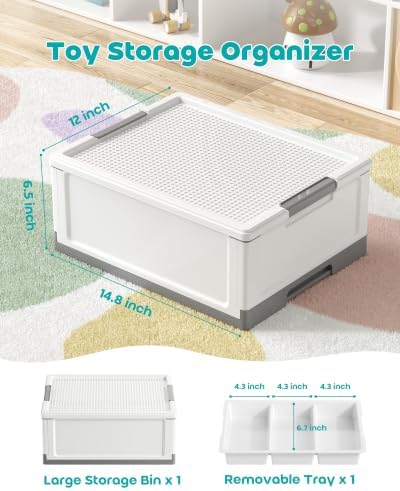 17 QT Storage Box with Building Baseplate Lid and Removable Tray