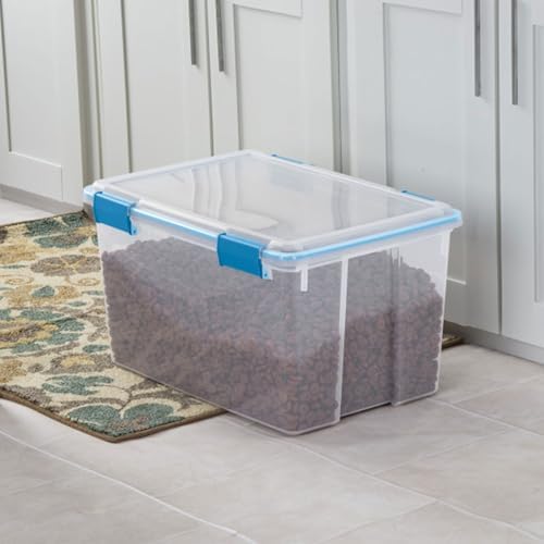 4-Pack 54 Quart Gasket Box, Home Storage Organizer Bins with Lids - Stackable Clear Plastic Containers for Bedroom, Bathroom, Garage, Basement, or Attic