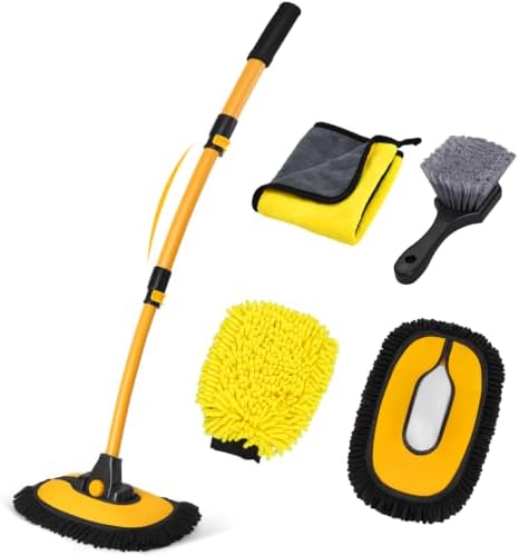 15° Curved Car Wash Brush with Long Handle, Car Wash Mop Kit