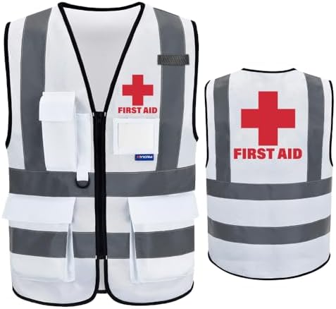 Reflective Security Safety Vests Heavy Duty with 7 Pockets and Front Zipper