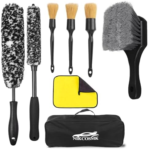 Car Wheel Brush kit, Tire Brush, Wheel Cleaner Brush, Soft-bristled Rim Cleaner Brush, Car Detailing Brushes, Wheel Brushes for Cleaning Wheels,Tires, Car Cleaning Brush Supplies Kit