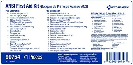 90754 Bulk ANSI A 10-Person Emergency First Aid Kit for Home, Work, and Travel, 71 Pieces