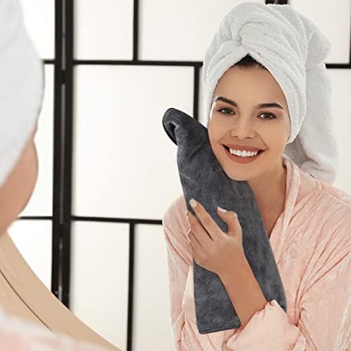 Microfiber Hand Towels for Bathroom, 16 x 31 Inch, Grey, 3Pack