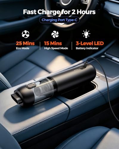 Cordless Car Vacuum, 18000Pa Handheld Vacuum for Car, Desk, Home & Pets