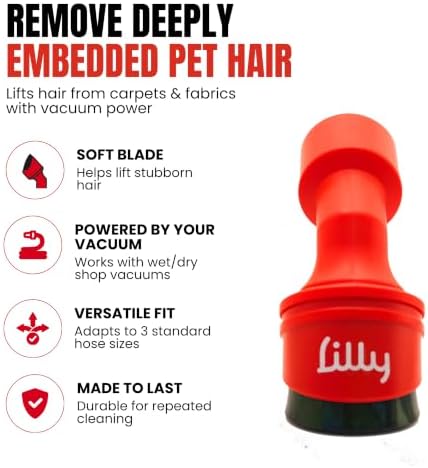 Wet/Dry Pet Vacuum Attachment – Pet Hair Remover for Cars, Carpets & Furniture, Reusable Pet Hair Vacuum Tool for Dog & Cat Hair