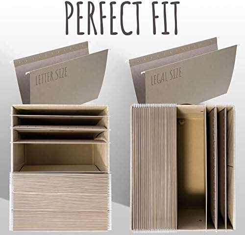 Decorative File Organizer Box Set of 2 - Collapsible Linen Filing Cabinets