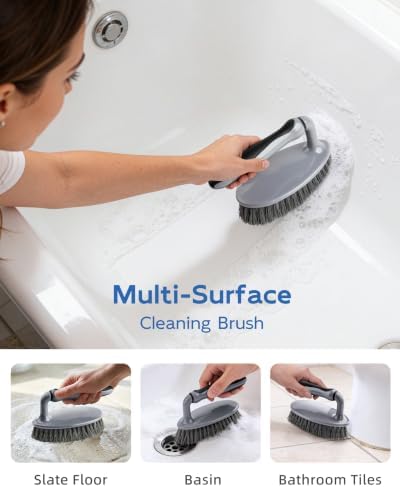 Heavy Duty Scrub Brush with Comfortable Grip for Bathroom Shower