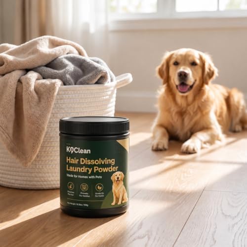 K9 Clean Pet Hair Dissolver, Hair Dissolver for Washing Machine, Enzyme Laundry Powder for Dog and Cat Coat, Helps Release Embedded Fur from Bedding, Clothes and Blankets, 10.58 oz