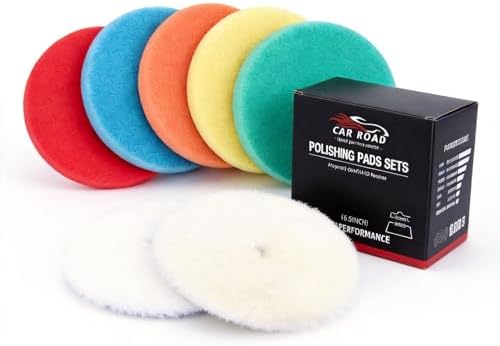 7-Piece Buffing Polishing Pads Kit, 6 Inch Foam & Wool Pad Set for Car Buffer Polisher, Cutting Compounding Waxing (150mm)